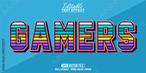GAMERS word art typography illustration, editable text effect