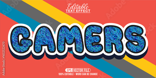 GAMERS word art typography illustration, editable text effect