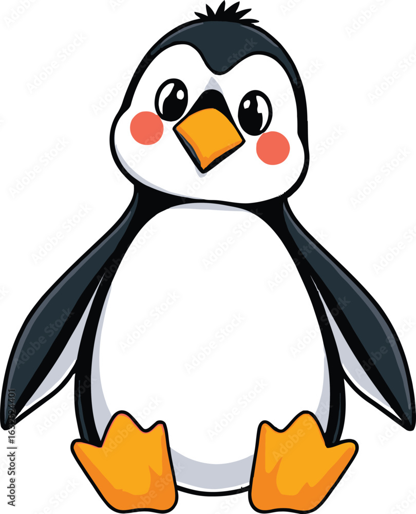 Obraz premium Cute cartoon a illustrator vector emperor penguin