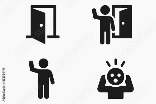 Surprise Encounter Icons – Unexpected Meetings, Reactions, and Emotions Vector Set