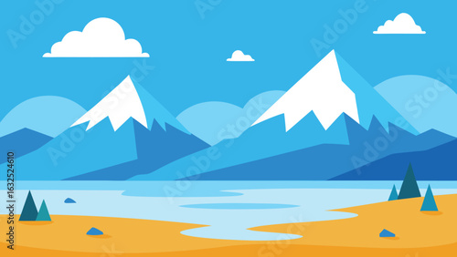 flat tundra scene vector background
