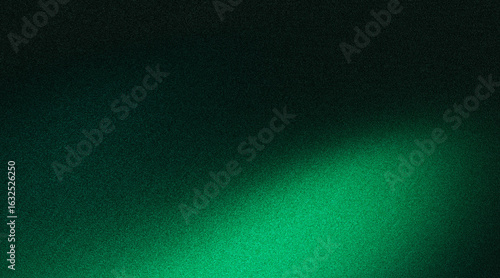 Green abstract noise texture with grainy background, vibrant glowing color gradient shape, black backdrop for dark banner poster header cover design