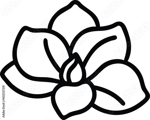 Black outline shows beautiful blooming flower on a white background is truly captivating
