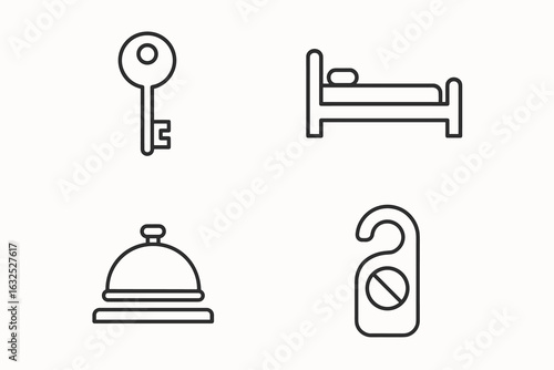 Contemporary Modern Hotel Icons for Hospitality & Accommodation Design