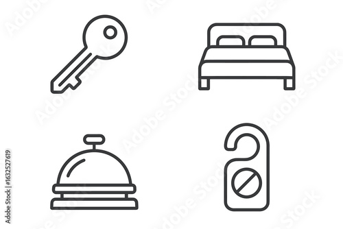 Contemporary Modern Hotel Icons for Hospitality & Accommodation Design