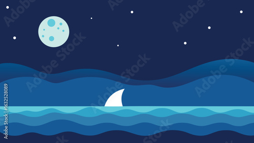 moonlight ocean vector background