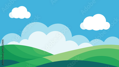 rolling clouds landscape vector background