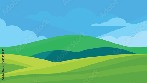 rolling hills and blue sky vector background