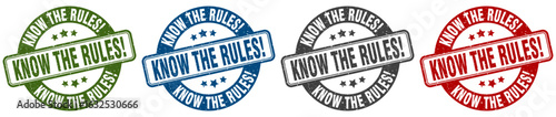 know the rules stamp. know the rules round stamp set isolated on white background