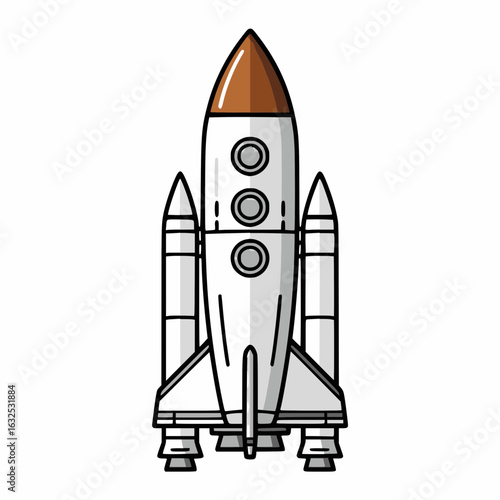 Rocket Space Shuttle SVG Flat Vector Design Isolated Illustration