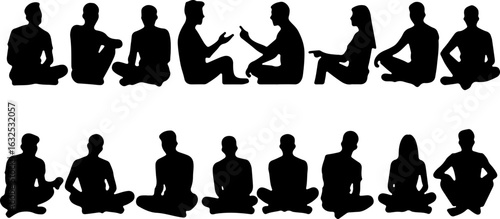  Children in Various Poses  People Sitting and Talking in Chairs vector bundle