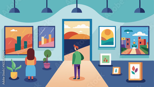 An art gallery showcasing local artists work with rotating exhibits.