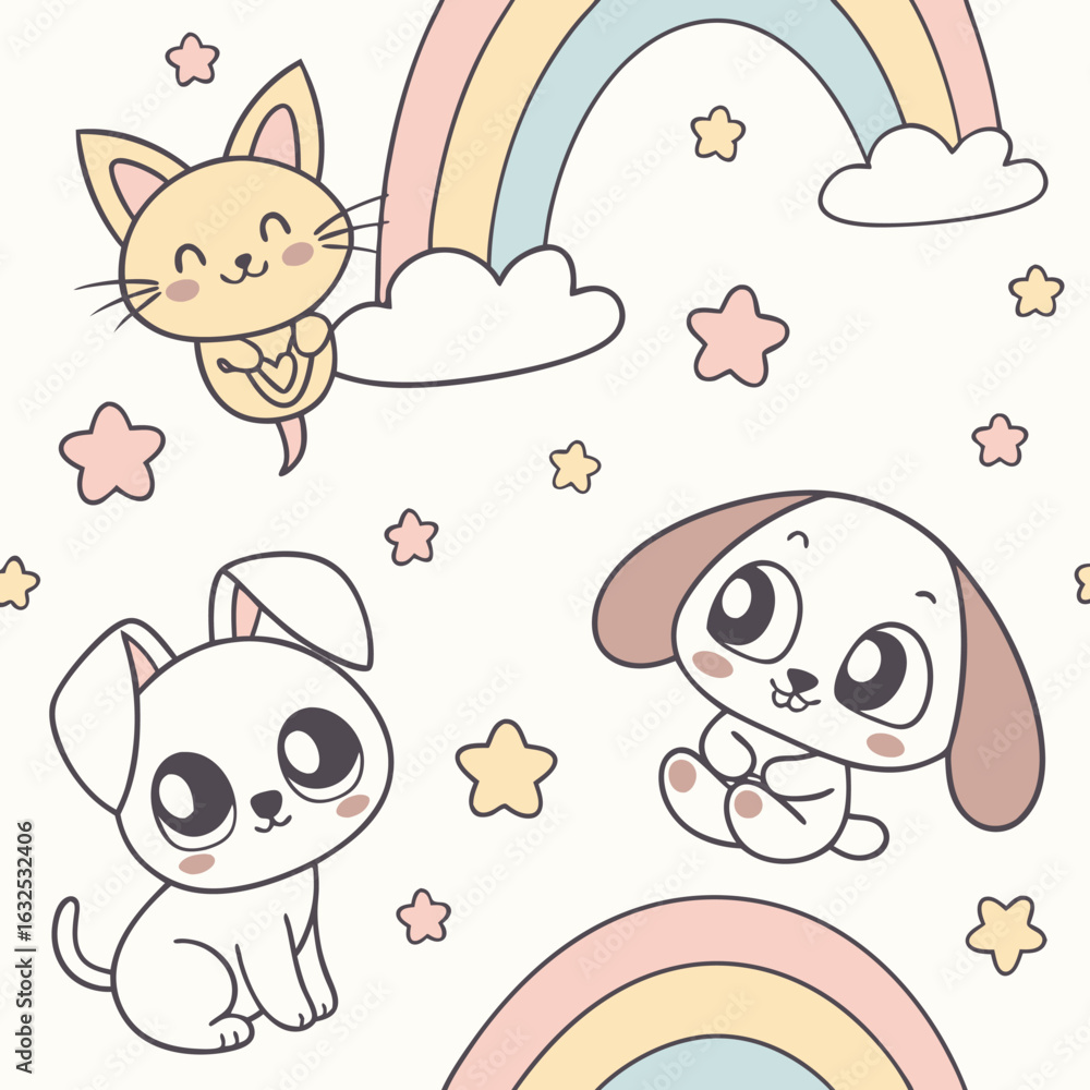 Fototapeta premium How about naming it Cute Cartoon Rabbit and Piglet on the Farm? It captures the playful and adorable vibe from the tags like cute, cartoon, and farm, while keeping it easy to understand