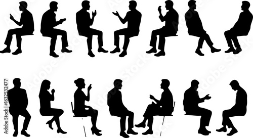  Children in Various Poses  People Sitting and Talking in Chairs vector bundle