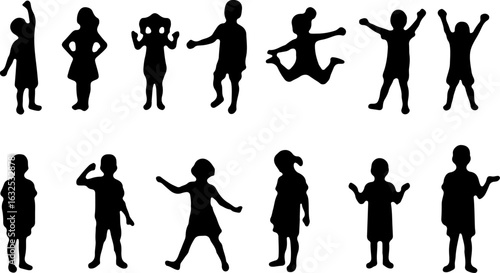  Children in Various Poses  People Sitting and Talking in Chairs vector bundle