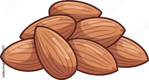 Cartoon pile of whole brown almonds with detailed skin texture.