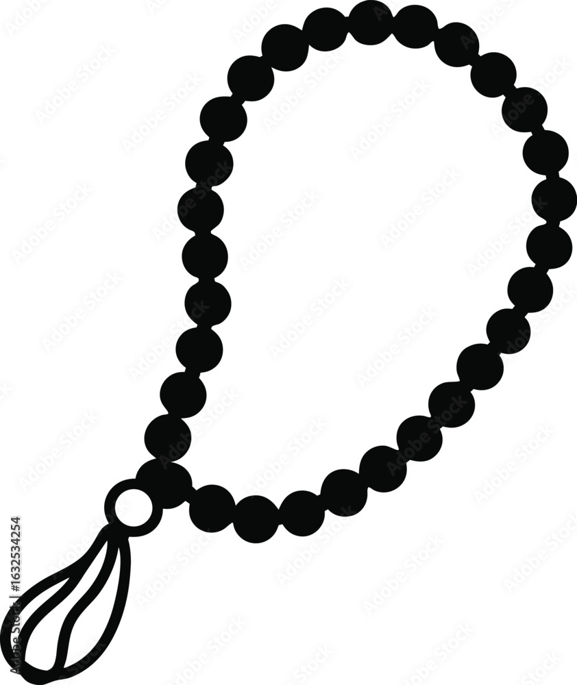 Fototapeta premium prayer beads tasbeeh silhouette on white backgroun