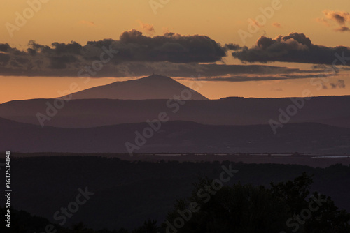 view on the hills of the Verdon region and at the Mont Ventoux at sunset