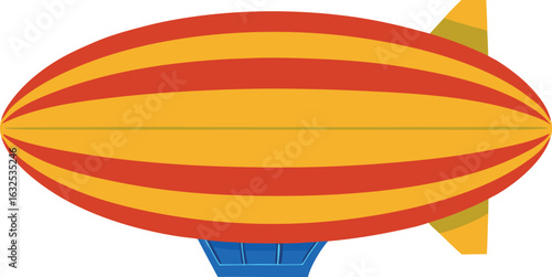 Orange Blimp Airship Flat Icon
