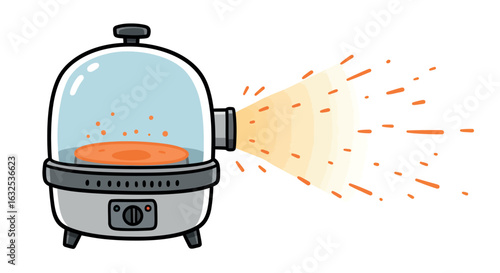 Modern humidifier releasing mist in cartoon style with soft color palette