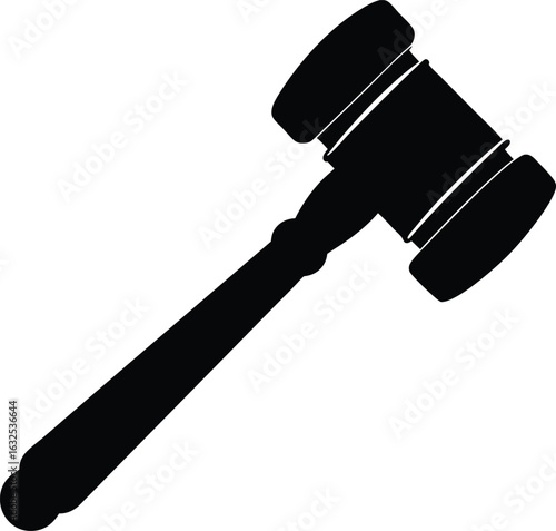 black silhouette a justice gavel on white backgrou.eps