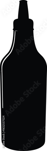black silhouette a ketchup bottle on white backgro.eps