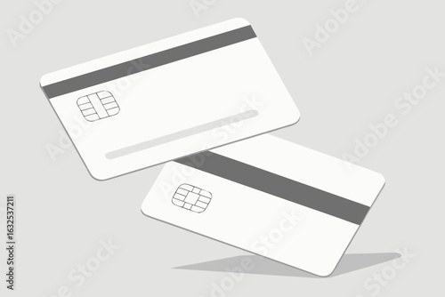 white credit cards on clean background—ideal for modern finance, online payments, banking design, digital wallets