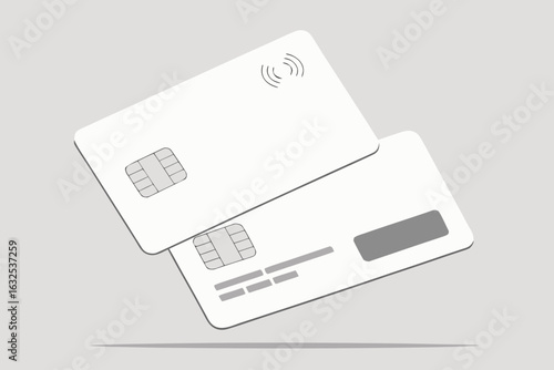 white credit cards on clean background—ideal for modern finance, online payments, banking design, digital wallets