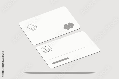 white credit cards on clean background—ideal for modern finance, online payments, banking design, digital wallets