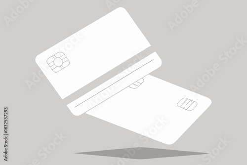 white credit cards on clean background—ideal for modern finance, online payments, banking design, digital wallets
