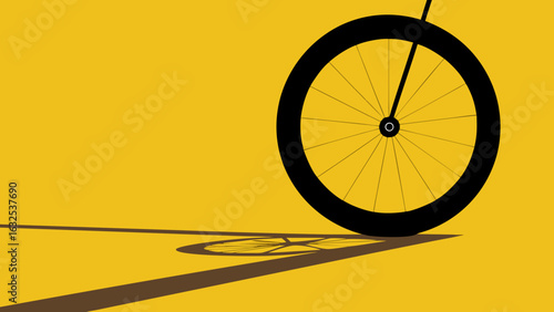 bike tire shadow on sunny pavement