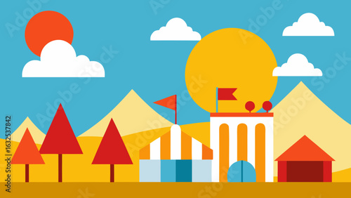 country fair scene under hot summer sun