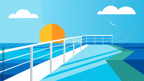 sunlight reflecting off cruise ship deck