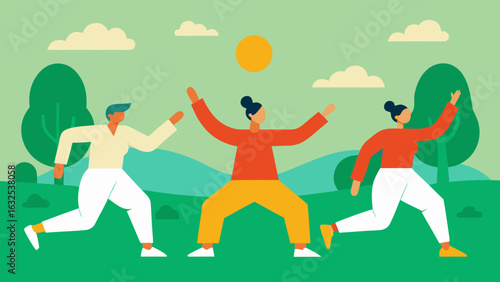 tai chi group in sunny public park