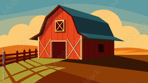 rustic barn in morning sunlight