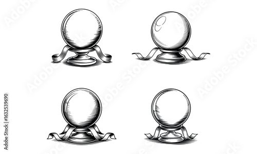 Mystical crystal ball on stand used for fortune telling and magical predictions
