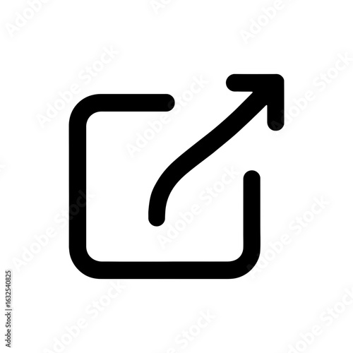Simple black icon of an outgoing link or external connection