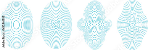 Abstract Teal Concentric Circles:  Modern, Minimalist Design Elements