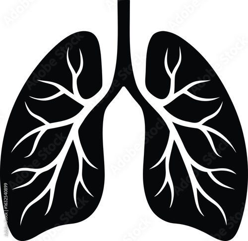 black silhouette a lungs on white background.eps