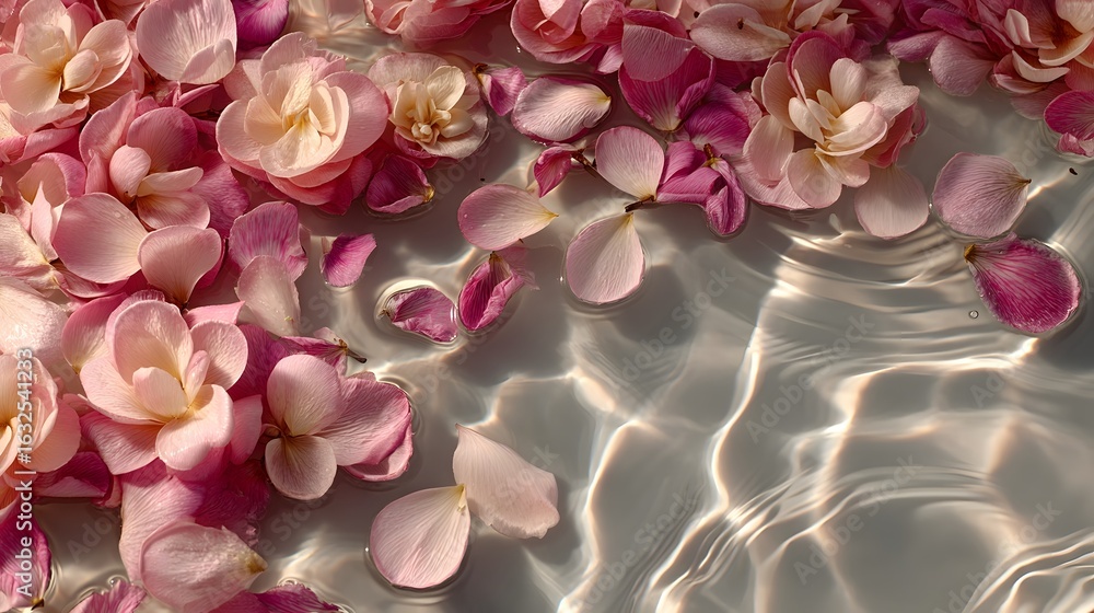 Obraz premium Delicate petals floating on a serene river surface