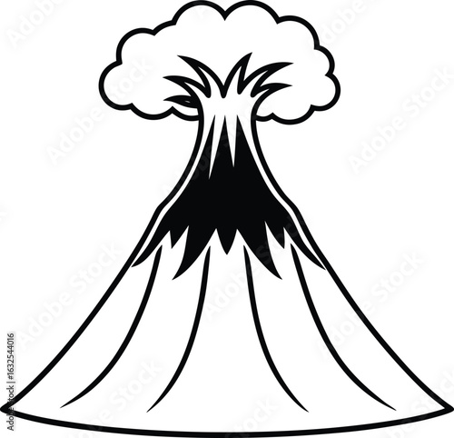 silhouette of volcano eruption vector design