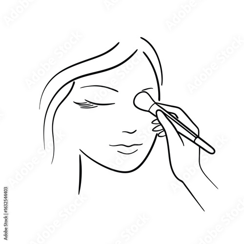 Woman applying makeup with brush face
