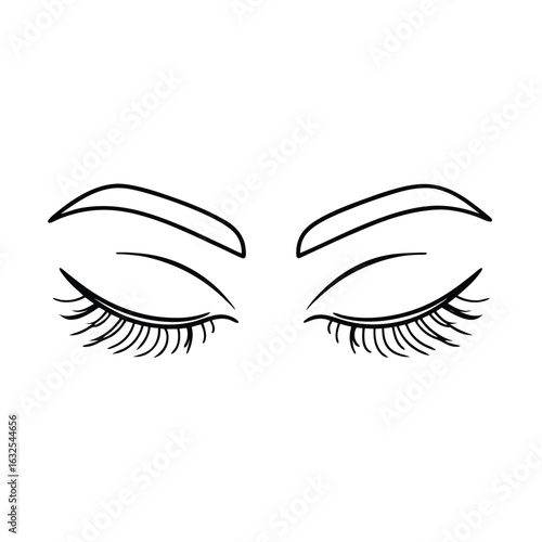 Elegant closed eyes with long lashes drawing
