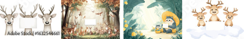 A watercolor illustration of cute baby animals is complemented by a wood frame