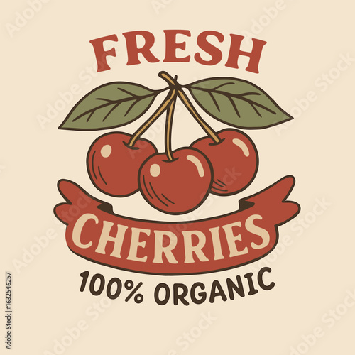 Fresh Cherries Organic Fruit Illustration