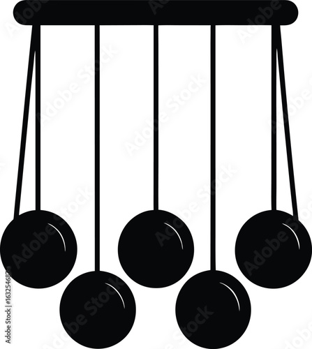 black silhouette a newton cradle on white backgrou.eps