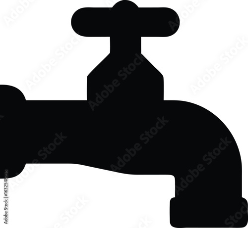 water tap silhouette  on white background