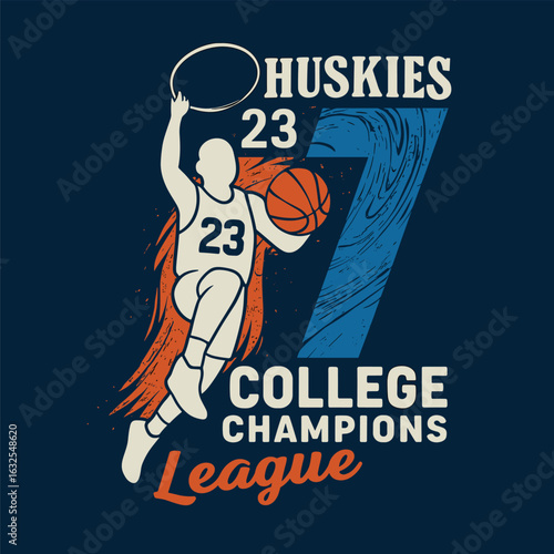 College champions league basketball player in dynamic athletic sport motion