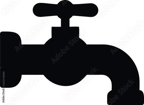 water tap silhouette  on white background