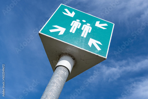 standardized pictogram for a fire safety assembly point